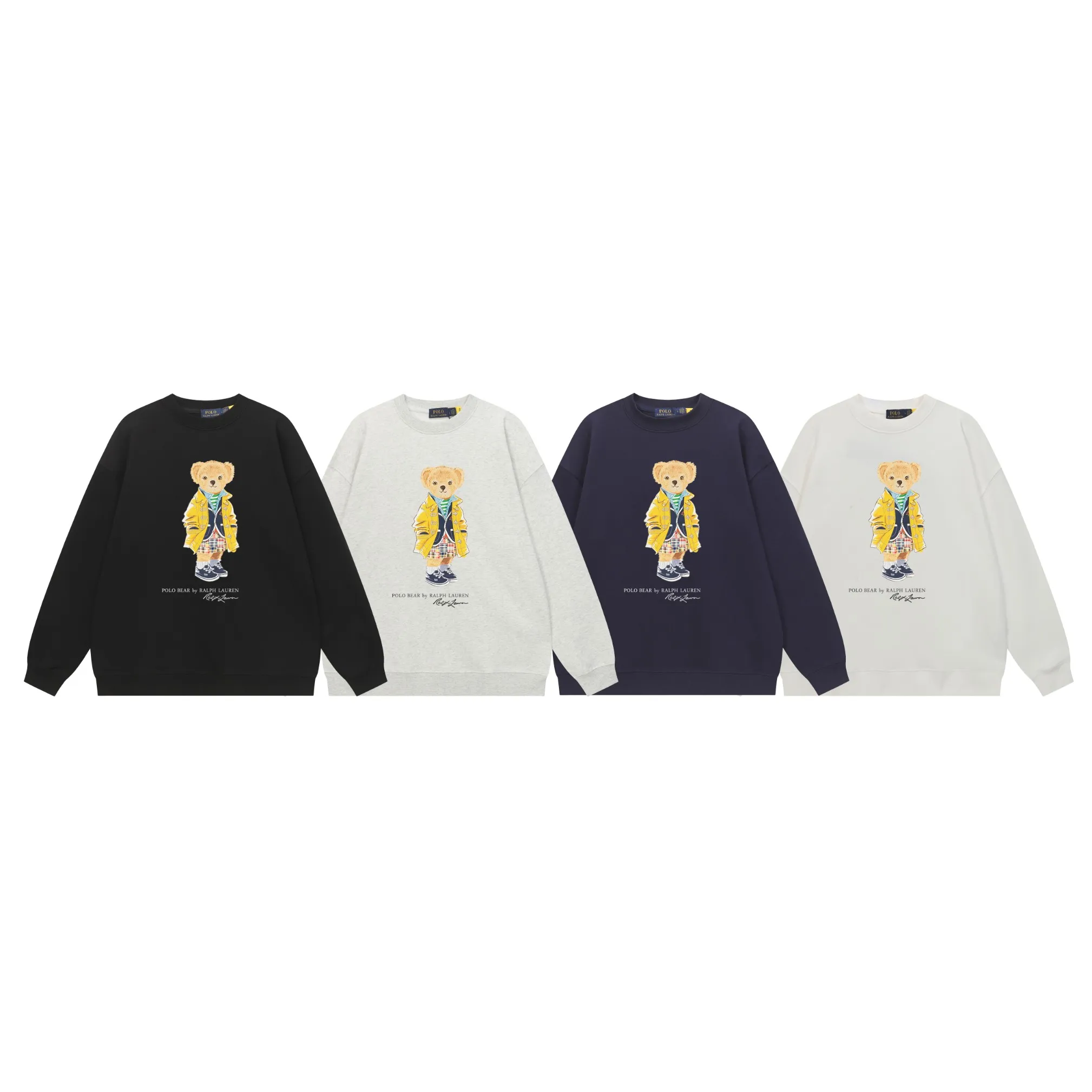 P200 Long-term stock] RalphLauren/Ralph Lauren 2025 autumn and winter new bear letter print 420g heavy large terry sweatshirt Ralph Lauren's age-reducing item, the coat fabric is made of 85% cotton ➕15% polyester, which not only retains the softness, comfort and breathability of cotton, but also adds the wear resistance and wrinkle resistance of polyester fiber, making the clothes more durable and easy to care for. Even in slightly cooler weather, you won't feel stuffy when wearing it. This kind of fabric has a natural crisp feel and is not easy to pill or deform. The bear on the chest is printed with English letters. It is full of color, full of three-dimensionality, and lifelike, adding a bit of liveliness and interest to the whole sweatshirt. There is no pressure to dress, regardless of age or gender. Complete accessories! Color: black, white, navy blue, light floral gray Size: M-L-XL-XXL